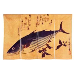 Japanese Style Door Curtain Partition Half Curtain Tuna Hanging Curtain Kitchen Sushi Restaurant Decor Short Curtain,33x22 Inch