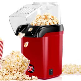 Popcorn Machine Hot Air Electric Popper Kernel Corn Maker Bpa Free No Oil 5 Core POP (Color: Red)